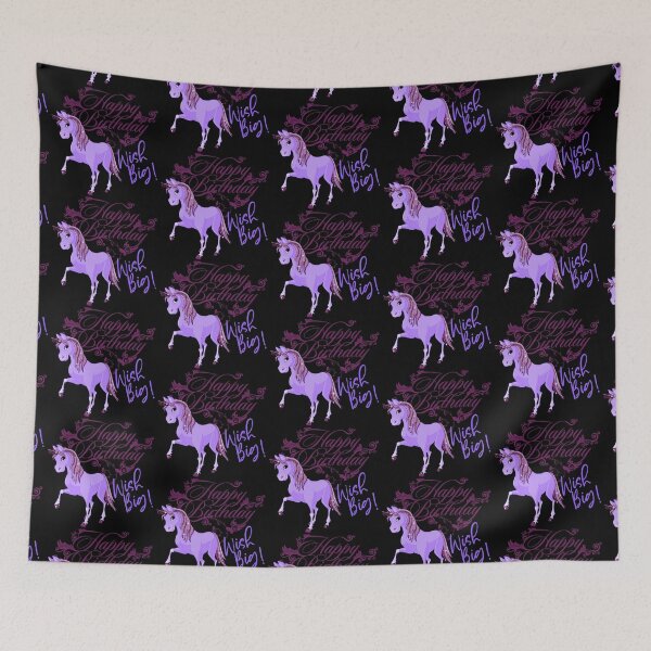Item preview, “Happy Birthday” Wish Big! Purple Baby Unicorn (Black Background) designed and sold by PawsitiveMum.