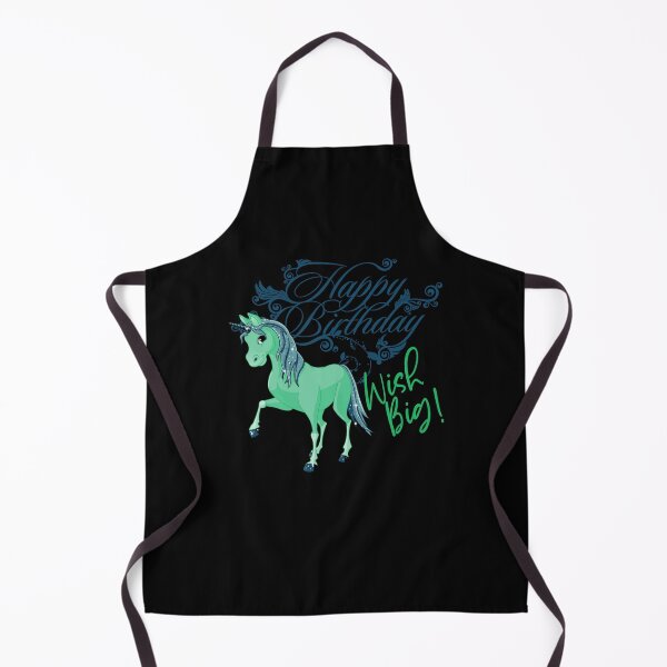 Item preview, “Happy Birthday” Wish Big! Aqua Baby Unicorn (Black Background) designed and sold by PawsitiveMum.