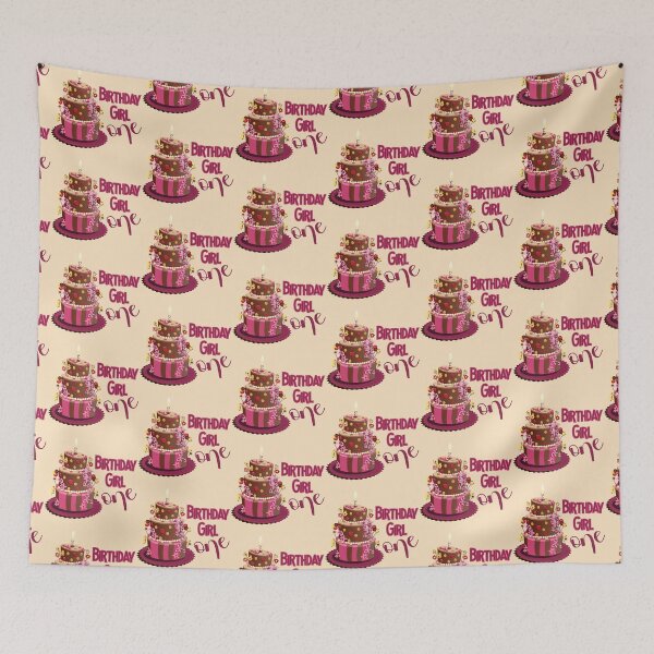 Item preview, “Happy Birthday One” Trendy Chocolate Brown & Pink Cake (Cream) designed and sold by PawsitiveMum.