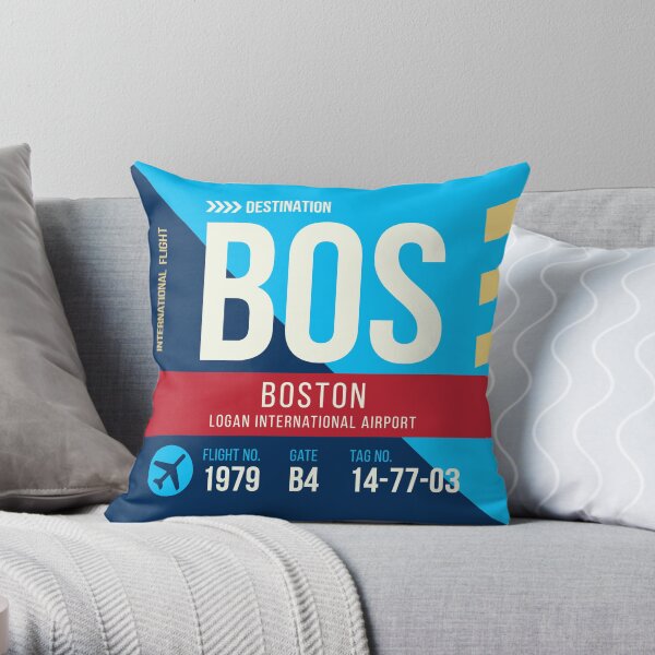 Boston Airport Stylish Luggage Tag Bos Throw Pillow By Slag Creative Redbubble<script async src=