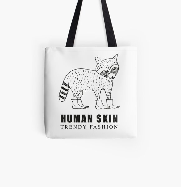 Racoon de moda de moda de piel humana / Mapache Bolsa estampada de tela