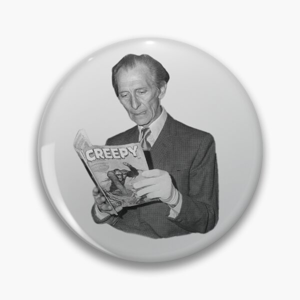 Item preview, Peter Cushing Reading Creepy Magazine designed and sold by nicky's sticker stop.