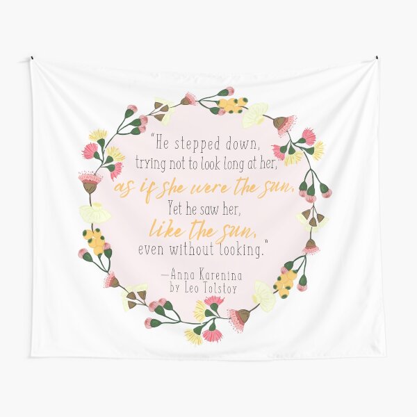 Leo Tolstoy Anna Karenina Quote in Pink Tapestry