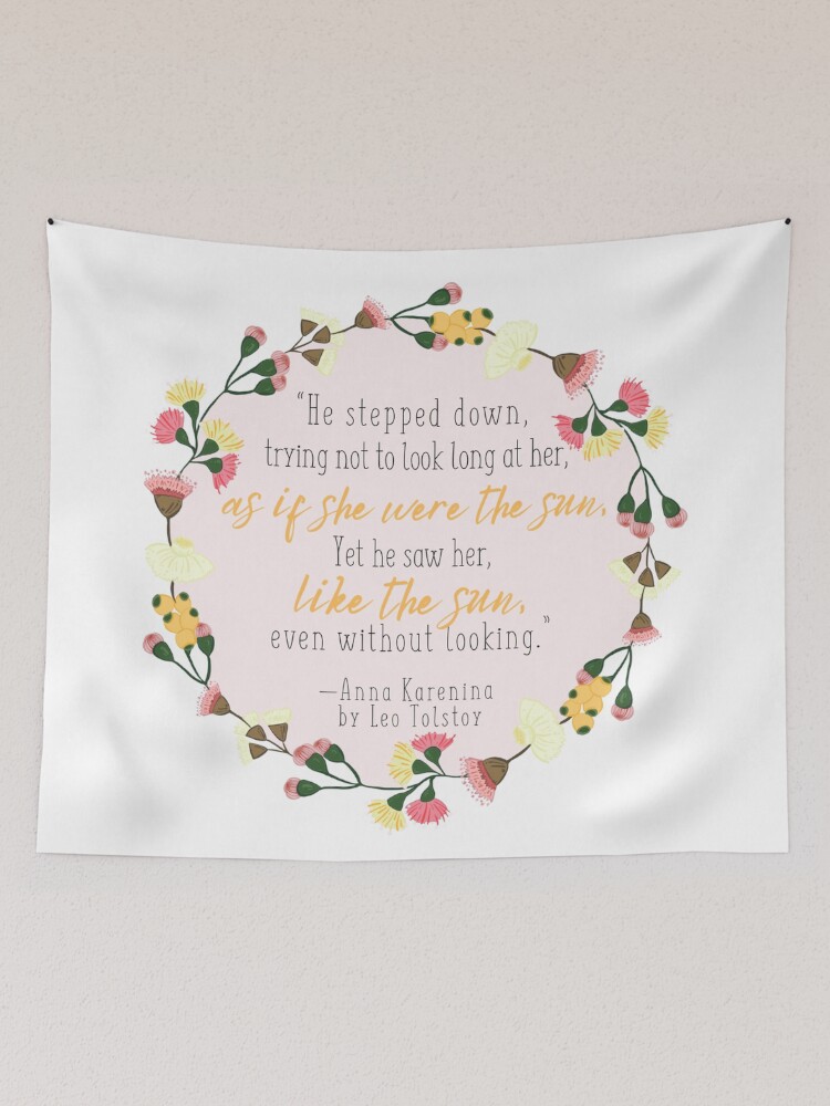 Thumbnail 2 of 3, Tapestry, Leo Tolstoy Anna Karenina Quote in Pink designed and sold by Dollfacedesign.