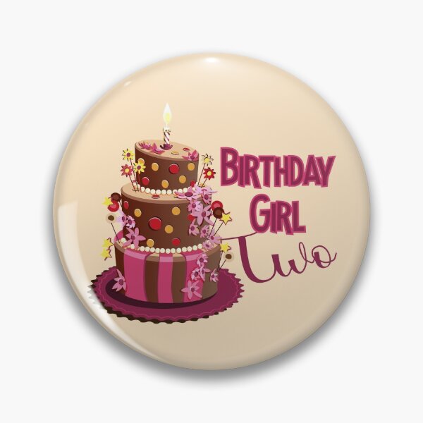 Item preview, “Happy Birthday Two” Trendy Chocolate Brown & Pink Cake (Beige) designed and sold by PawsitiveMum.