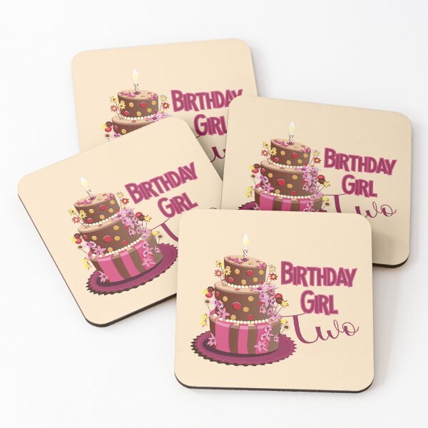 Item preview, “Happy Birthday Two” Trendy Chocolate Brown & Pink Cake (Beige) designed and sold by PawsitiveMum.