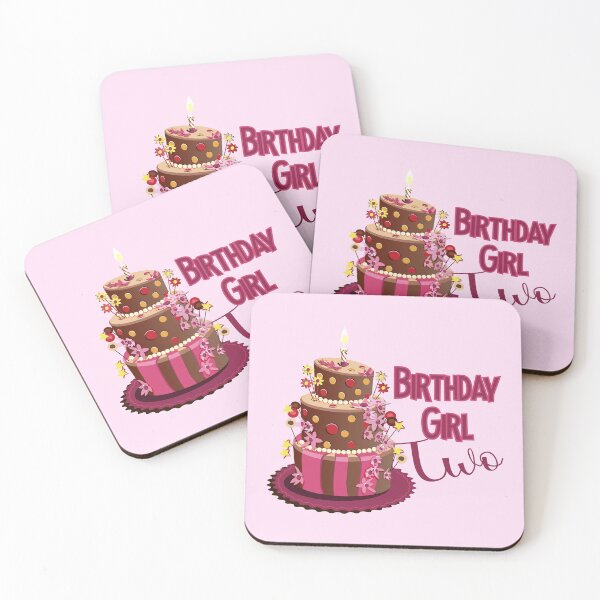 Item preview, “Happy Birthday Two” Trendy Chocolate Brown & Pink Cake designed and sold by PawsitiveMum.