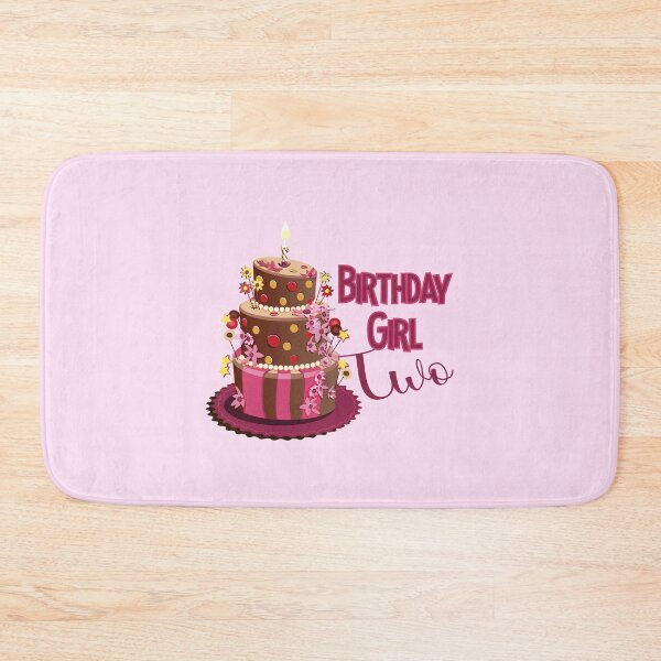 Item preview, “Happy Birthday Two” Trendy Chocolate Brown & Pink Cake designed and sold by PawsitiveMum.