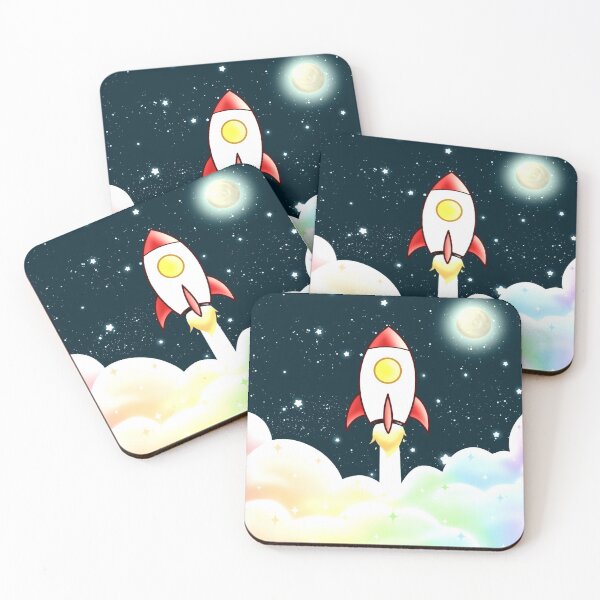 Item preview, Rocket with Pastel Rainbow Clouds designed and sold by Winvalerie.