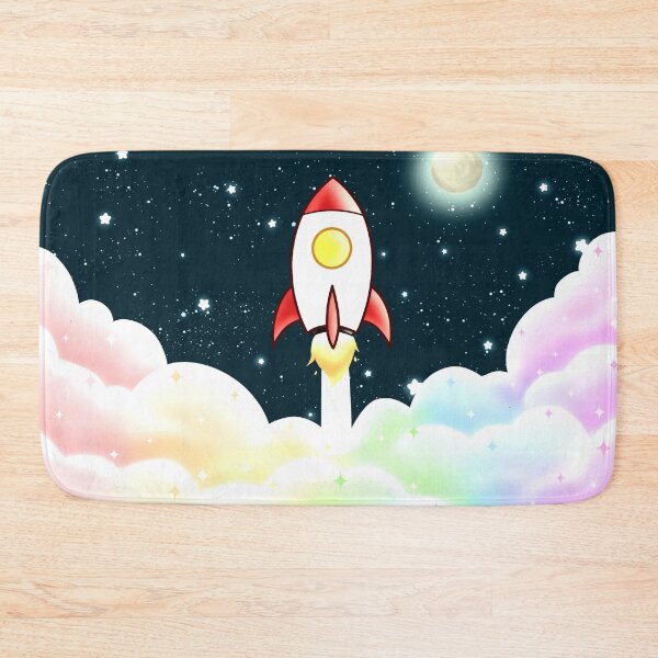 Item preview, Rocket with Pastel Rainbow Clouds designed and sold by Winvalerie.