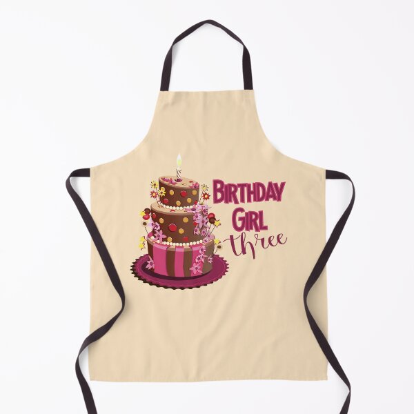 Item preview, “Happy Birthday Three” Trendy Chocolate Brown & Pink Cake (Beige) designed and sold by PawsitiveMum.