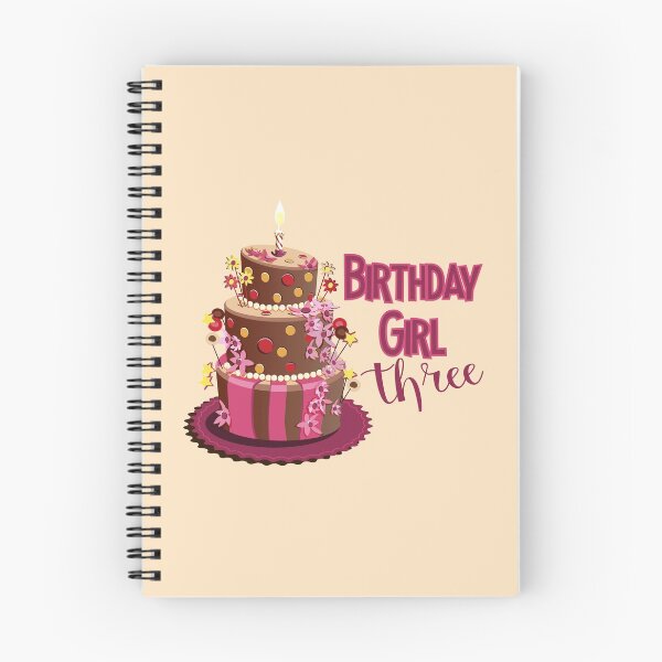 Item preview, “Happy Birthday Three” Trendy Chocolate Brown & Pink Cake (Beige) designed and sold by PawsitiveMum.