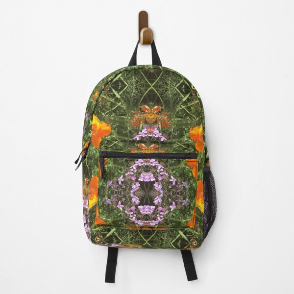 Item preview, Illuminated Bees Dance in Vivid Orange Poppies in Fields of Green and Lilac designed and sold by RoseAromas.