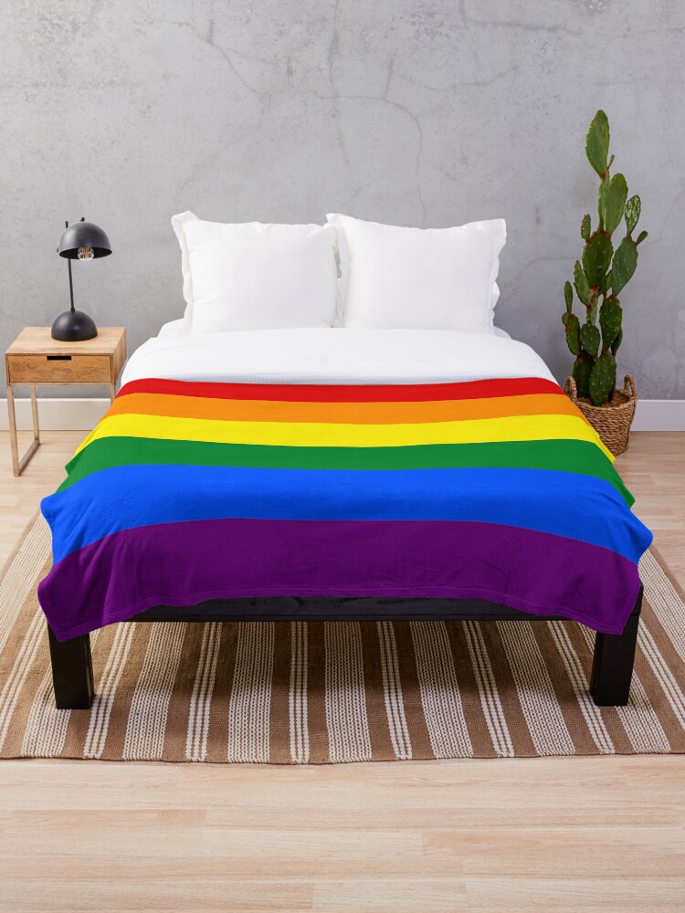 Pride Rainbow Flag Throw Blanket 36" x 58" Gay Lesbian LGBT LGBTQ LGBTQA Gift 