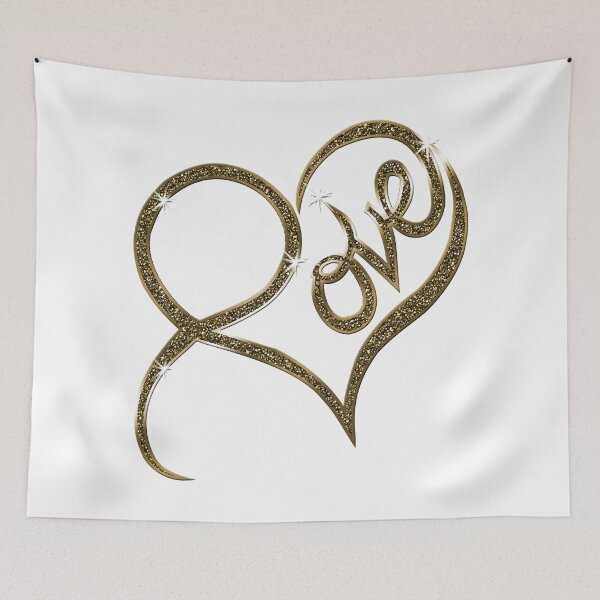 Item preview, Love in Gold Glitter with a Metallic Outline Shaped into a Heart designed and sold by Sheila Pressley.