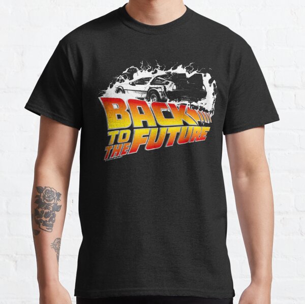 Back to The Future Save the Clocktower Men's T Shirt DeLorean Rush Movie Slogan 