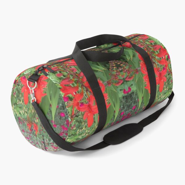 Item preview, Botanical, Divine - Summertime Pink, Scarlet and Green Floral Fusion over Brick designed and sold by RoseAromas.