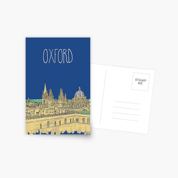 Oxford Skyline (dark blue) Postcard