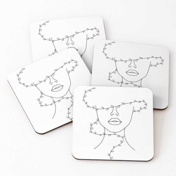 Item preview, Minimal line art face with leaves designed and sold by HereForTheArt.