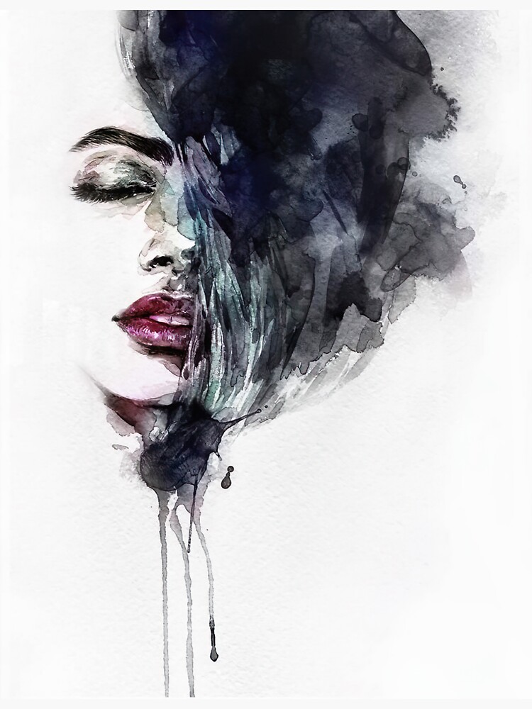 "Abstract Woman Portrait Watercolor Illustration" Sticker by