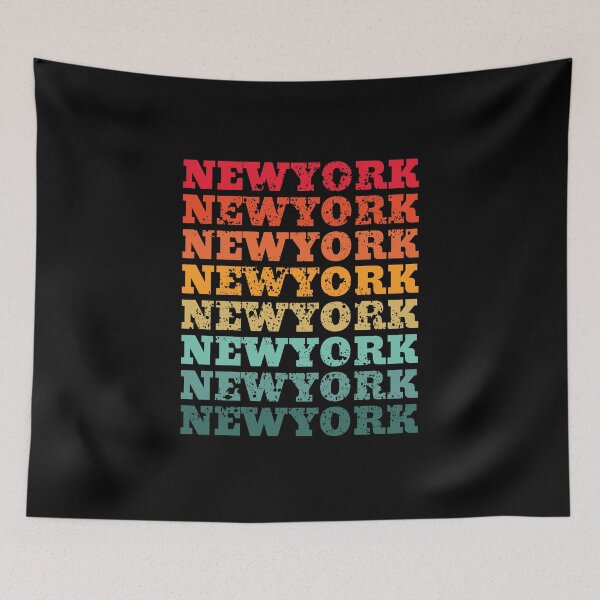 Item preview, New York - repeated retro vintage sunset colors with a distressed design effect designed and sold by Rhu Creations.