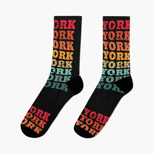 Item preview, New York - repeated retro vintage sunset colors with a distressed design effect designed and sold by Rhu Creations.