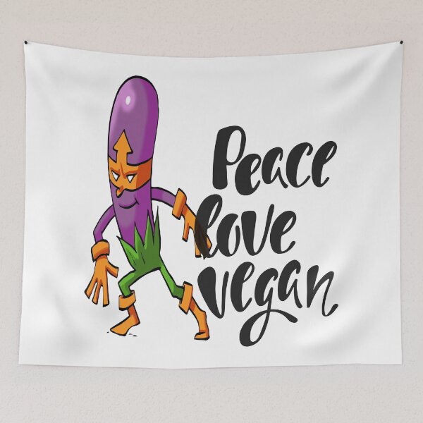 Item preview, Peace Love Vegan Eggplant Hero Foodie Vegetable Superhero designed and sold by ProjectX23.