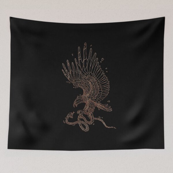 Item preview, Bronze Bald Eagle Hunting A Snake Geometric Line Art designed and sold by 5thSeason.