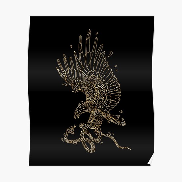 Póster «Águila calva cazando una serpiente arte lineal geométrico» de  5thSeason | Redbubble