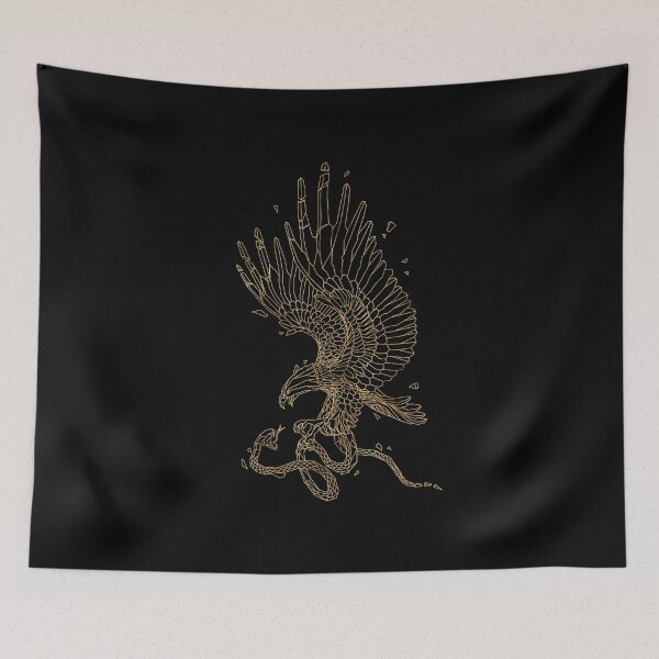 Item preview, Golden Bald Eagle Hunting A Snake Geometric Line Art designed and sold by 5thSeason.