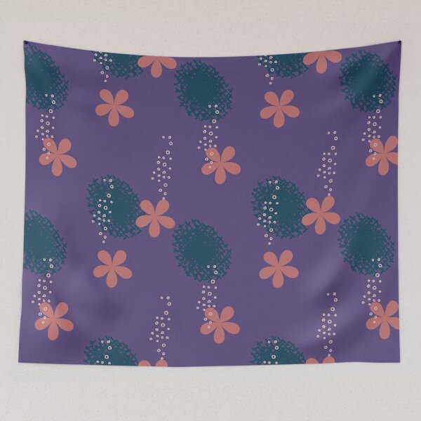 Item preview, Patrón floral con fondo morado designed and sold by PatternParadise.