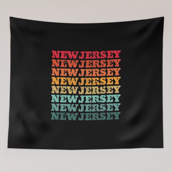 Item preview, New Jersey - repeated retro vintage sunset colors with a distressed design effect designed and sold by Rhu Creations.