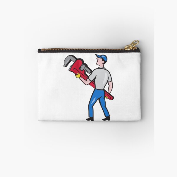 Item preview, Plumber Carry Monkey Wrench Walking Cartoon designed and sold by patrimonio.