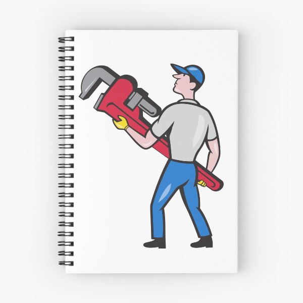Item preview, Plumber Carry Monkey Wrench Walking Cartoon designed and sold by patrimonio.