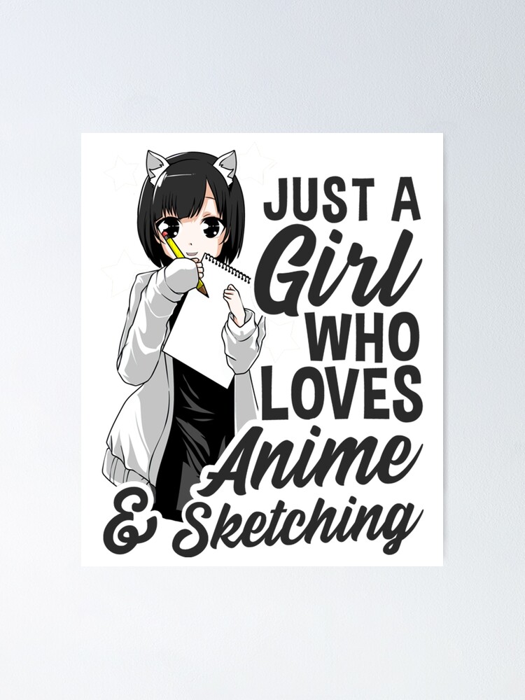 Anime Girl Just A Girl Who Loves Anime and Sketching Drawing Pullover Hoodie