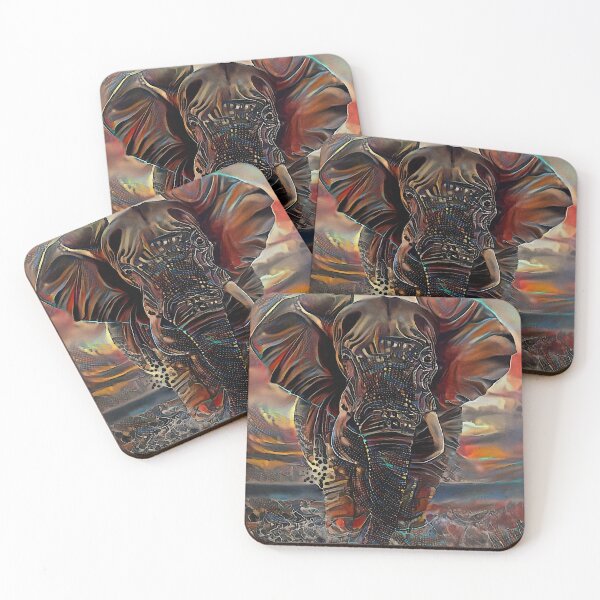 Item preview, Sunset on Mombasa, elephant, elephant, wild animal, lea roche paintings designed and sold by L. ROCHE.