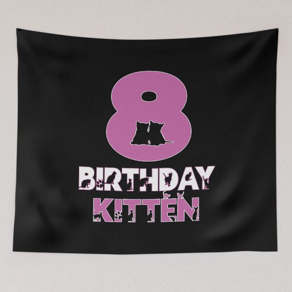 Item preview, 8th Birthday Kitten Girl 8 Years Old Cute Cat Lover Party print designed and sold by Grabitees.