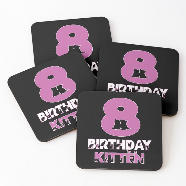 Item preview, 8th Birthday Kitten Girl 8 Years Old Cute Cat Lover Party print designed and sold by Grabitees.