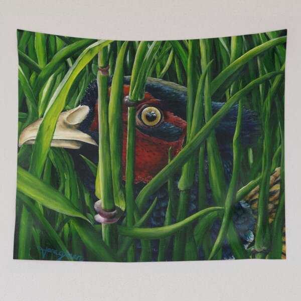 Item preview, Courting In The Barley. Pheasant in a barley field. Original Acrylic painting. designed and sold by janesg.