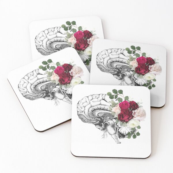 Item preview, Roses floral Mental health brain with floral psychology designed and sold by Collagedream.