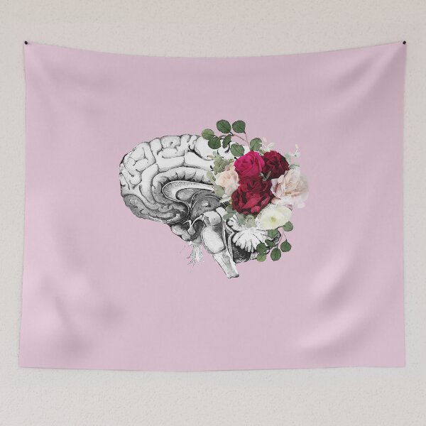 Item preview, Roses floral Mental health brain with floral psychology designed and sold by Collagedream.
