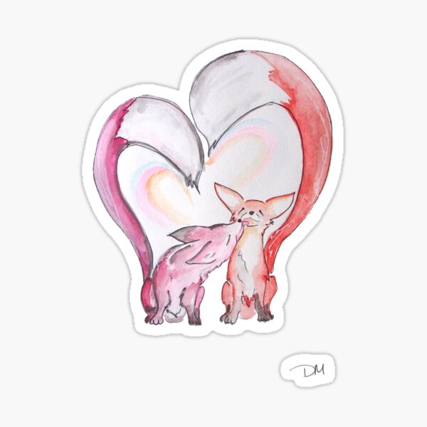 Fox Love - Kissing Foxes artwork Sticker