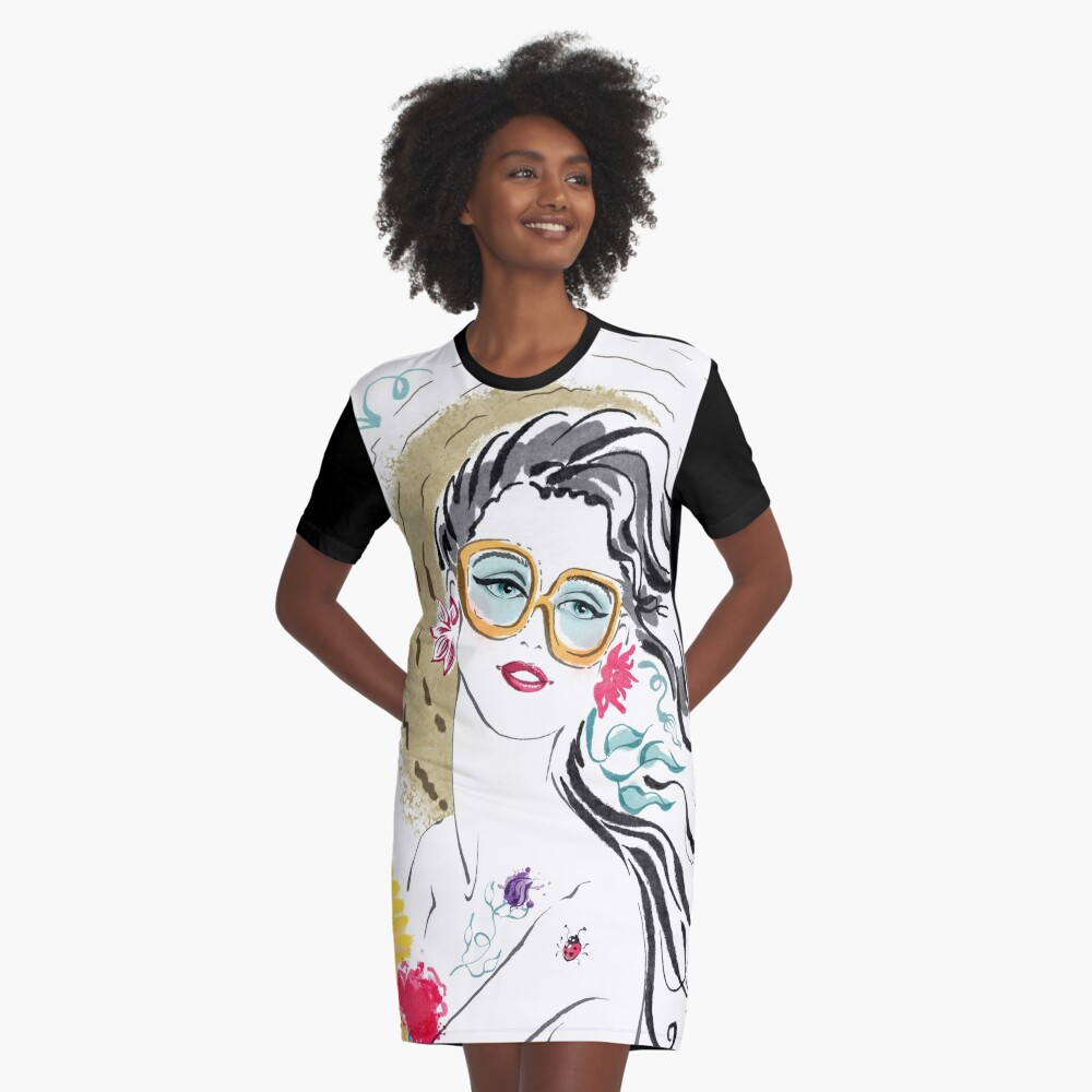 Item preview, Graphic T-Shirt Dress designed and sold by Tata-Dushan.