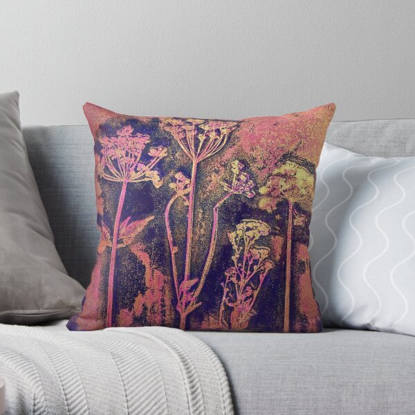 Cow Parsley Print, Botanical Art Throw Pillow