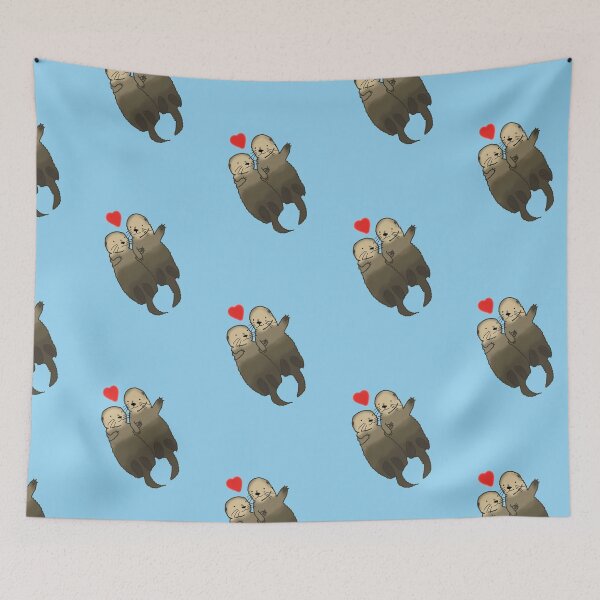 Item preview, Sea Otters hold hands, love, valentines day designed and sold by DesignsBySaxton.