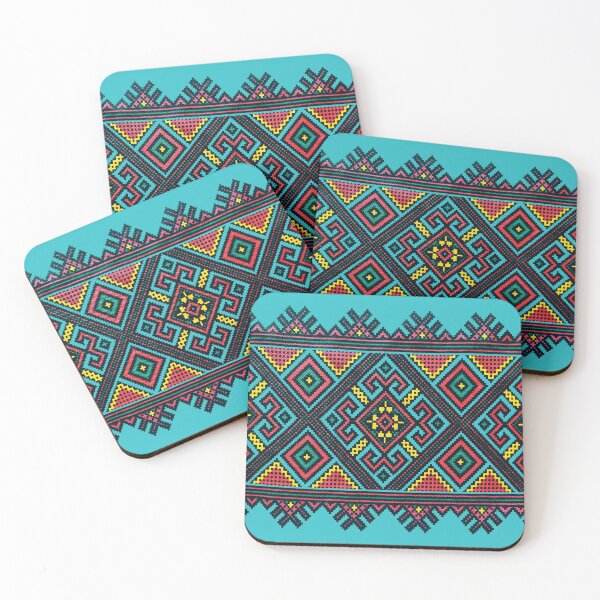 Item preview, Bright boho pattern, Bohemian teal kilim geometrical pattern designed and sold by patternme.