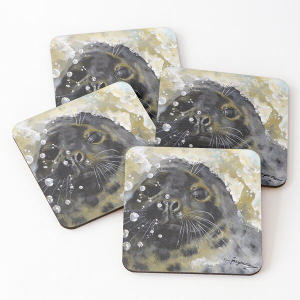 Item preview, Gray Seal head with tormented sea. designed and sold by janesg.