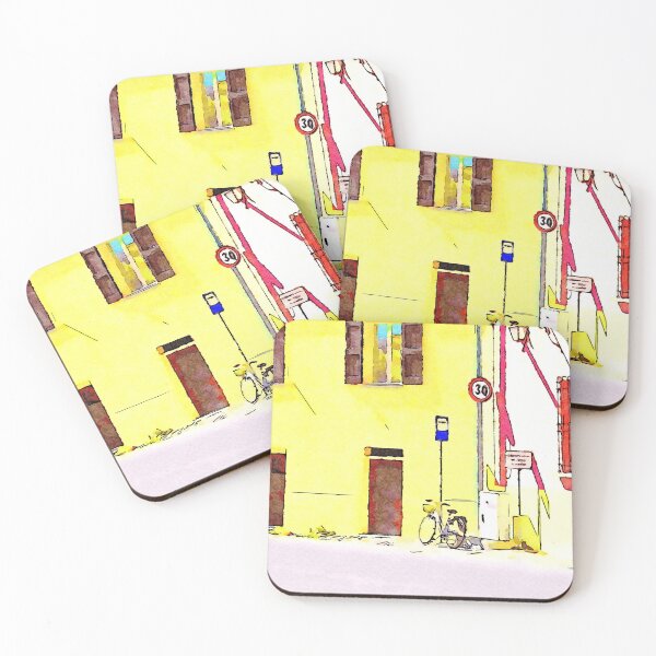 Item preview, Fognano: yellow building with bicycle designed and sold by Giuseppe Cocco.