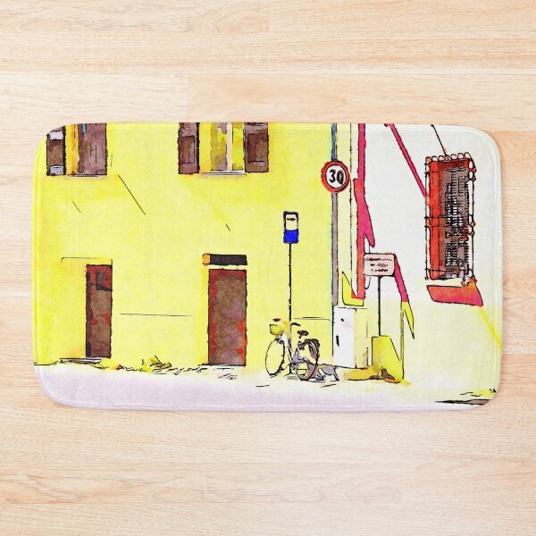 Item preview, Fognano: yellow building with bicycle designed and sold by Giuseppe Cocco.