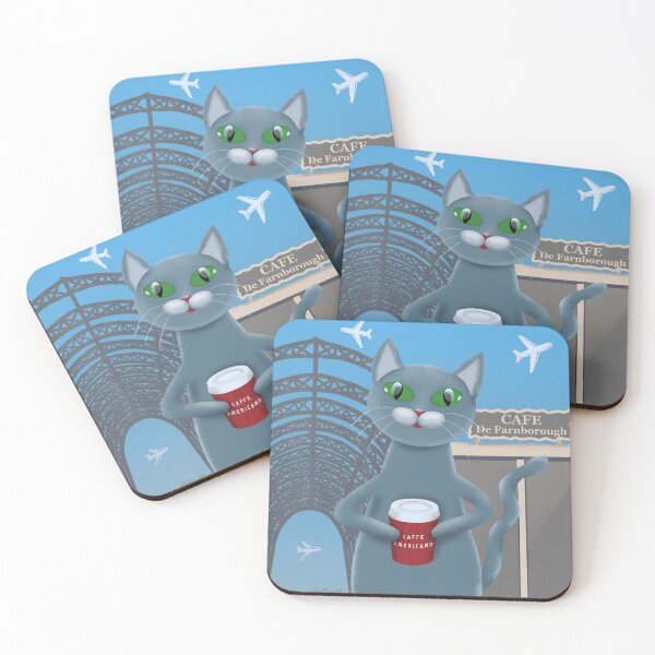Item preview, Cat and Americano - illustration designed and sold by Julia Rudens.
